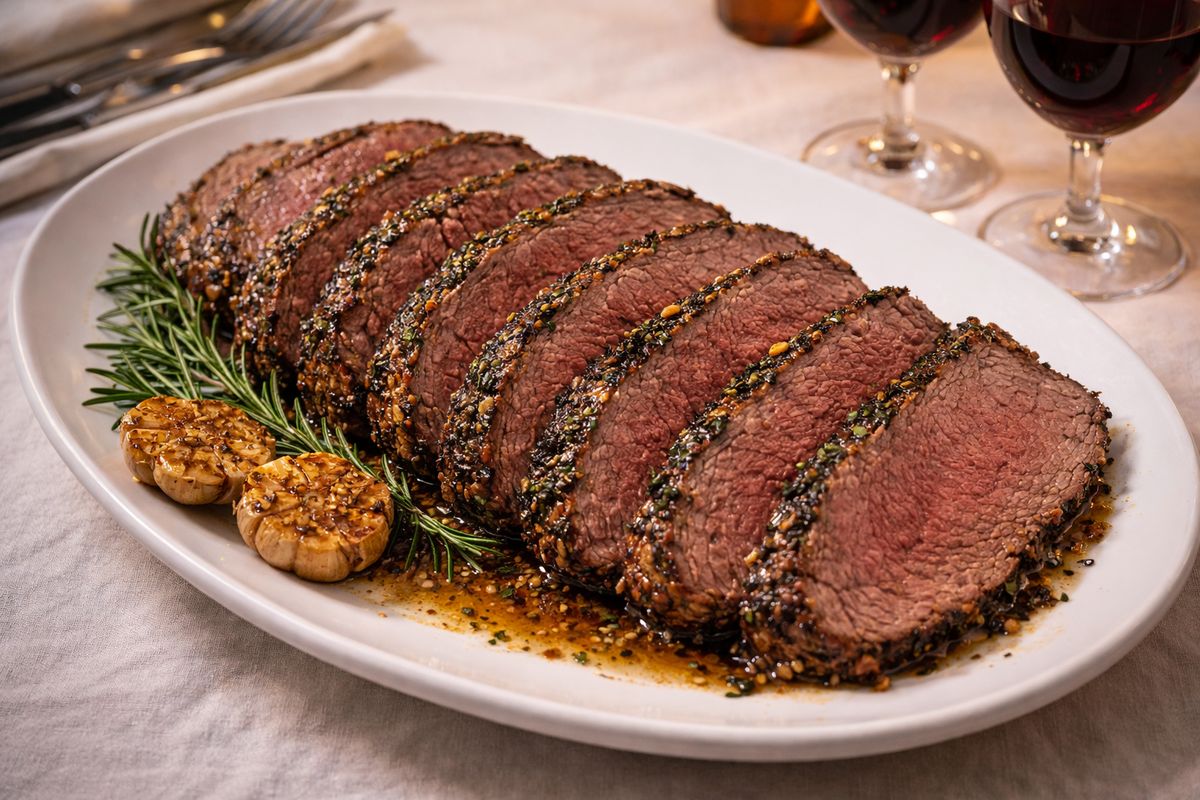 Запечённая говядина с чесноком и травами: удар по праздничному столу