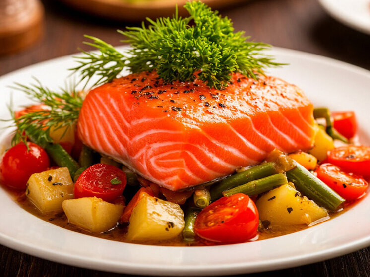 Ужин из красной рыбы с овощами: вкус и польза на тарелке
