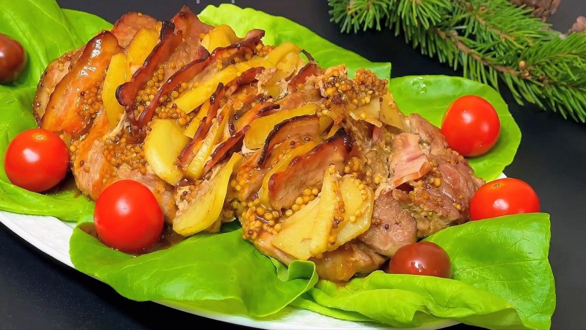 Сочная свинина Гармошка с картофелем и беконом